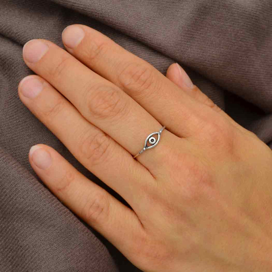 Handmade Stacking Sterling Silver Evil Eye Ring