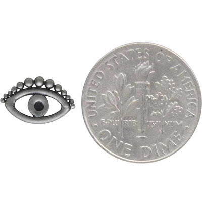 Handmade Sterling Silver Evil Eye Stud Earring - 6x10mm