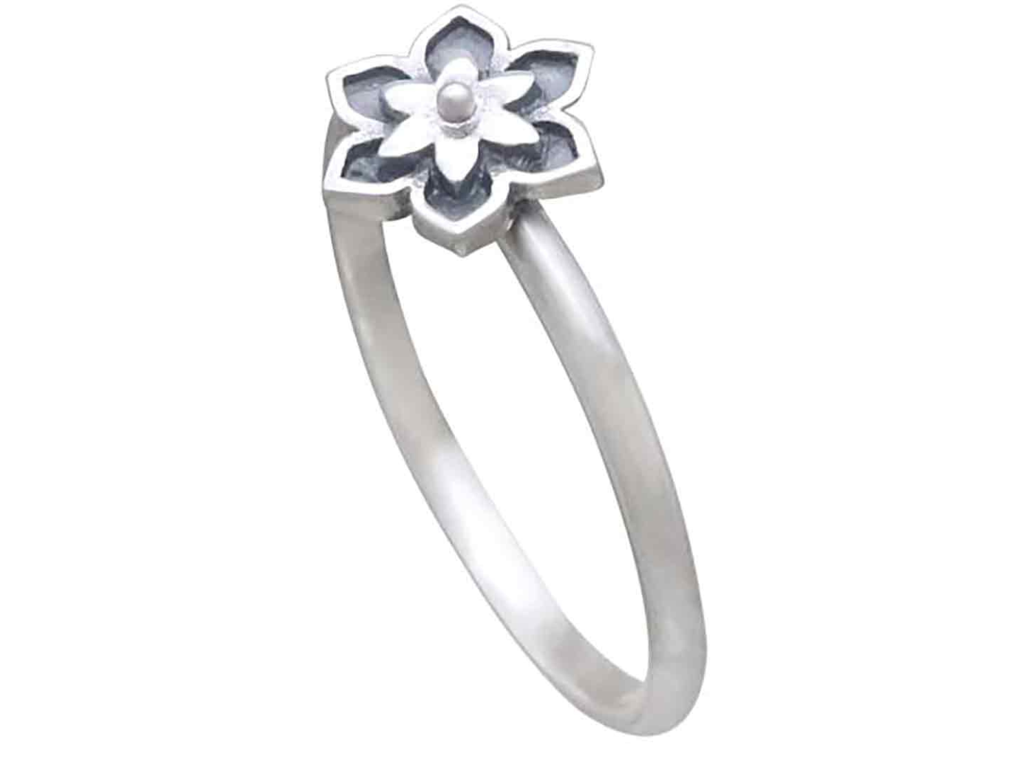 Handmade Sterling Silver Mini Flower Mandala Stacking Ring