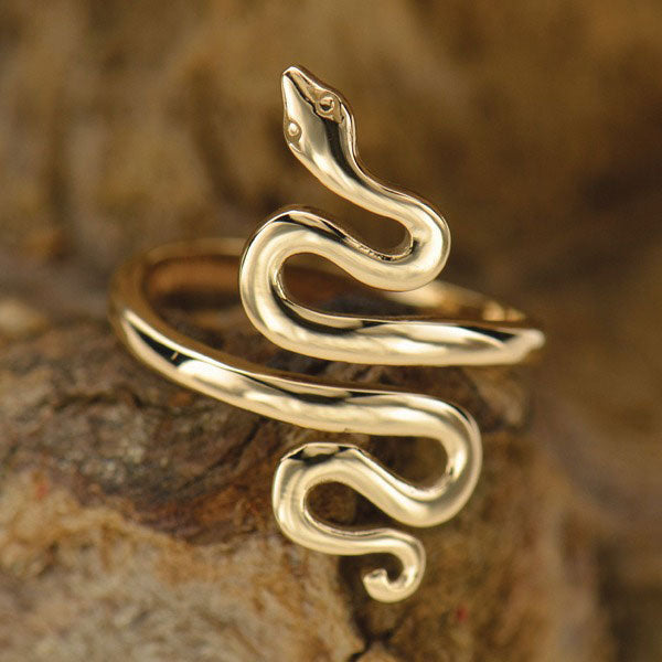 Handmade Adjustable Ring with Snake - Bronze