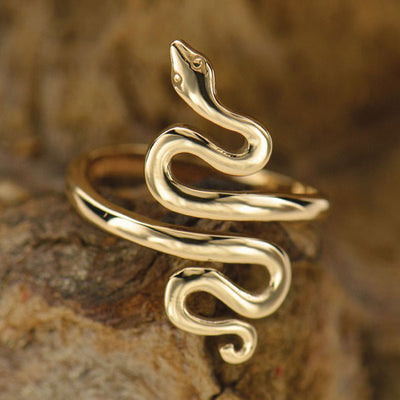 Handmade Adjustable Ring with Snake - Bronze