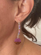 Load image into Gallery viewer, Wood and Resin Dangle Earrings - Miyuki Seed Beads - Amethyst
