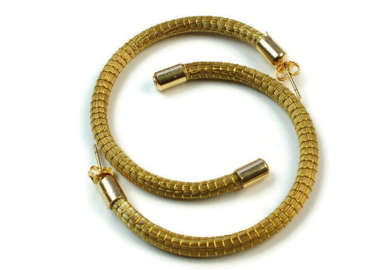 Golden Grass Hoop  Earrings, Big Hoop