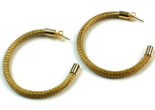 Golden Grass Hoop  Earrings, Big Hoop