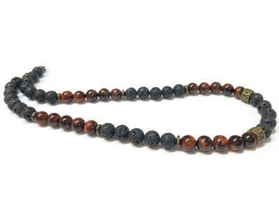 tiger eye and lava rock necklace
