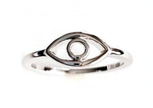 Load image into Gallery viewer, Evil Eye sterling silver stacking ring

