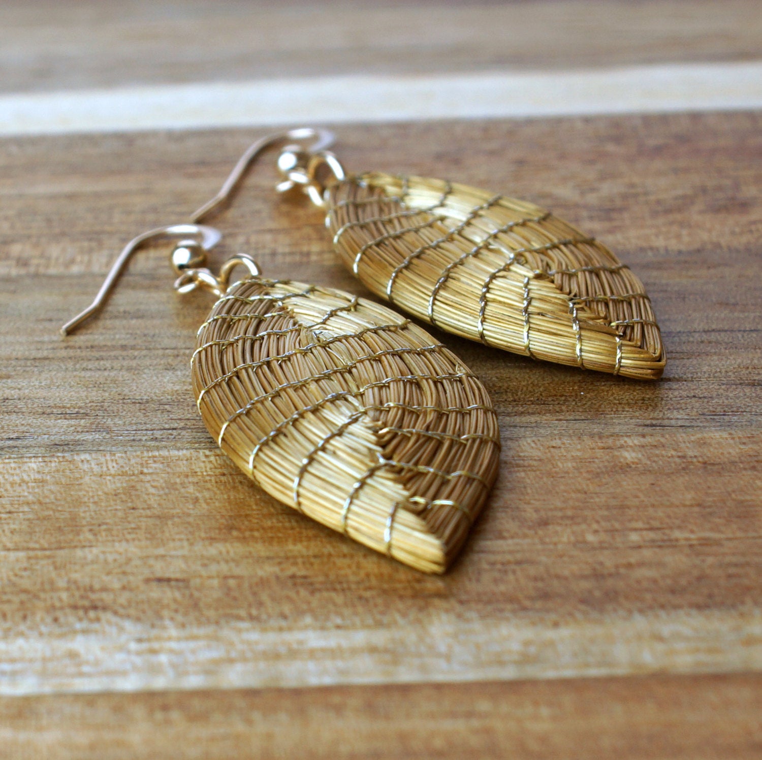 Marquise Golden Grass Earrings