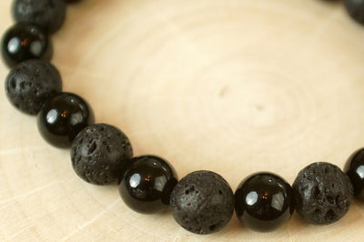 Lava Bead and Black Onyx Bracelet