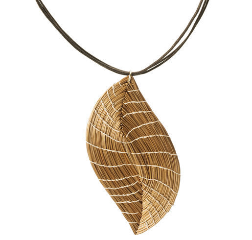 Golden Grass Boho Pendant Necklace