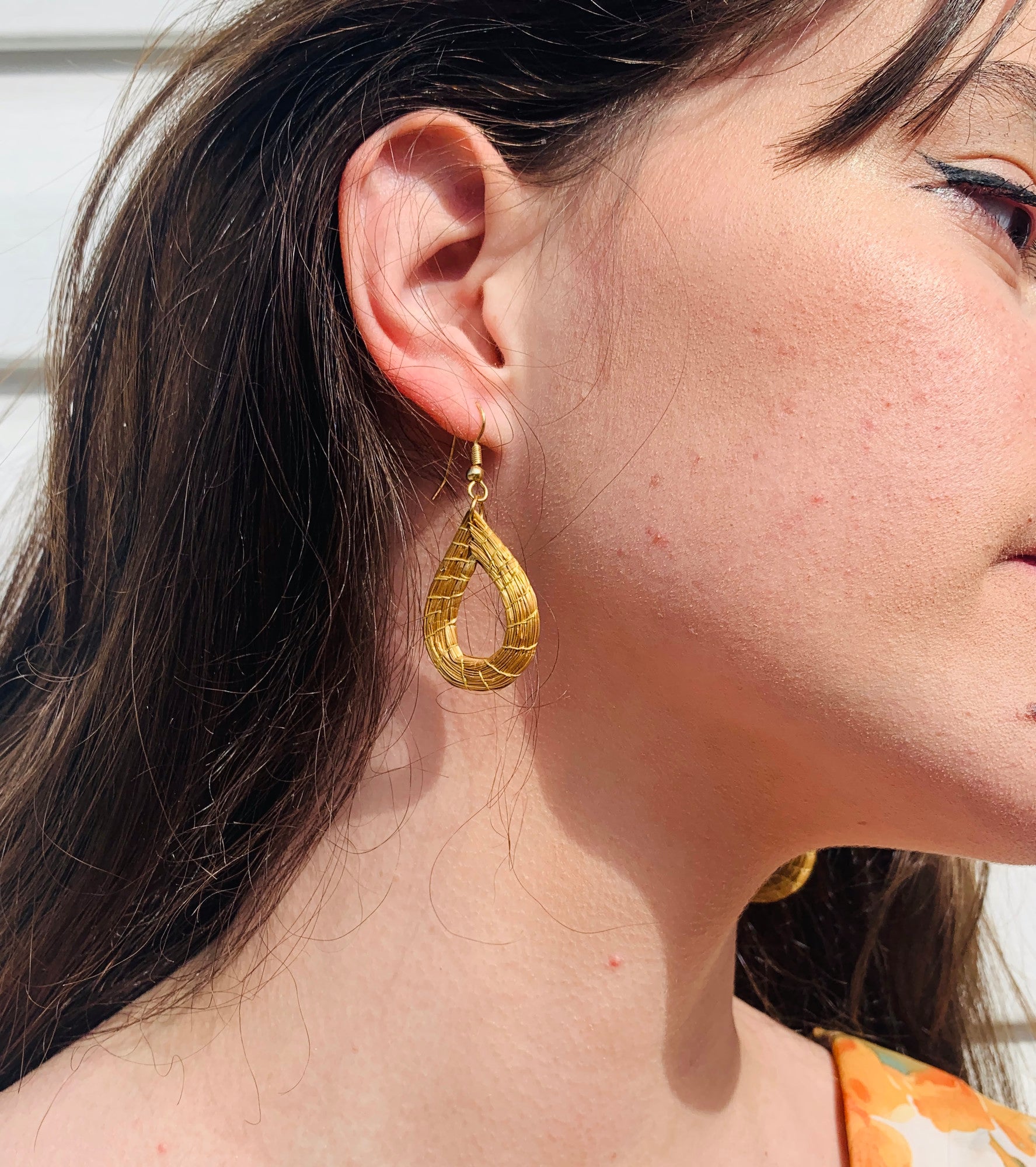 Golden Grass Drop Earrings