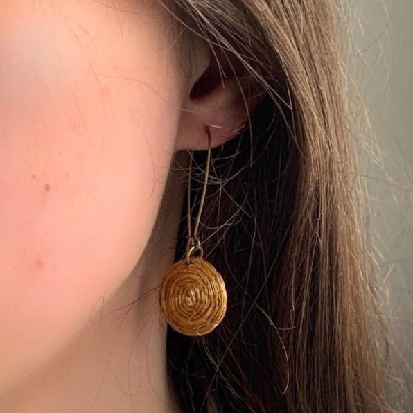 Boho Arched Golden Grass Earrings