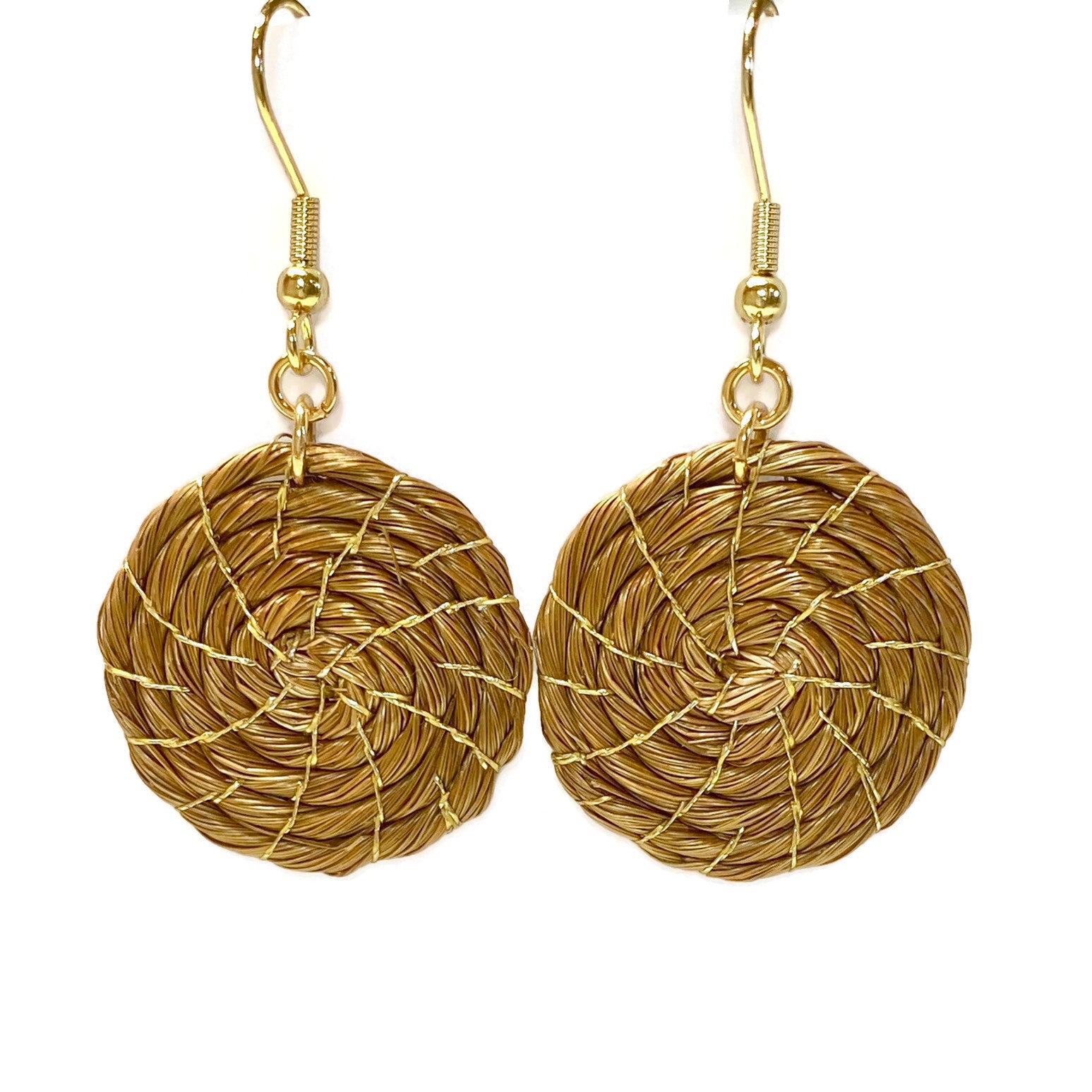 Twisted Golden Grass Hoop Earrings