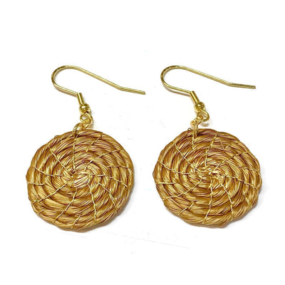 Twisted Golden Grass Hoop Earrings
