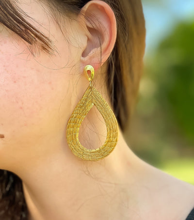 Golden Grass Drop Earrings
