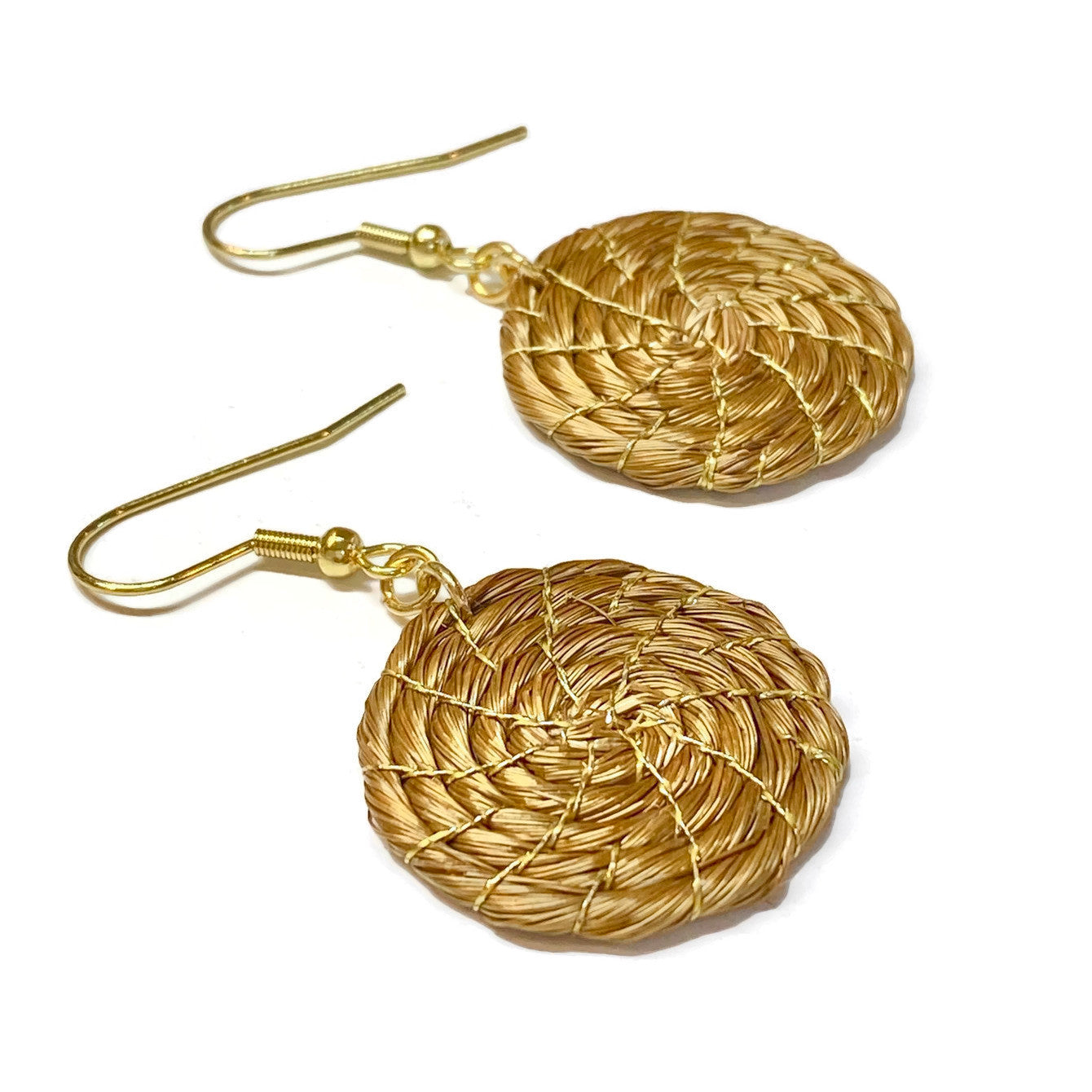 Twisted Golden Grass Hoop Earrings
