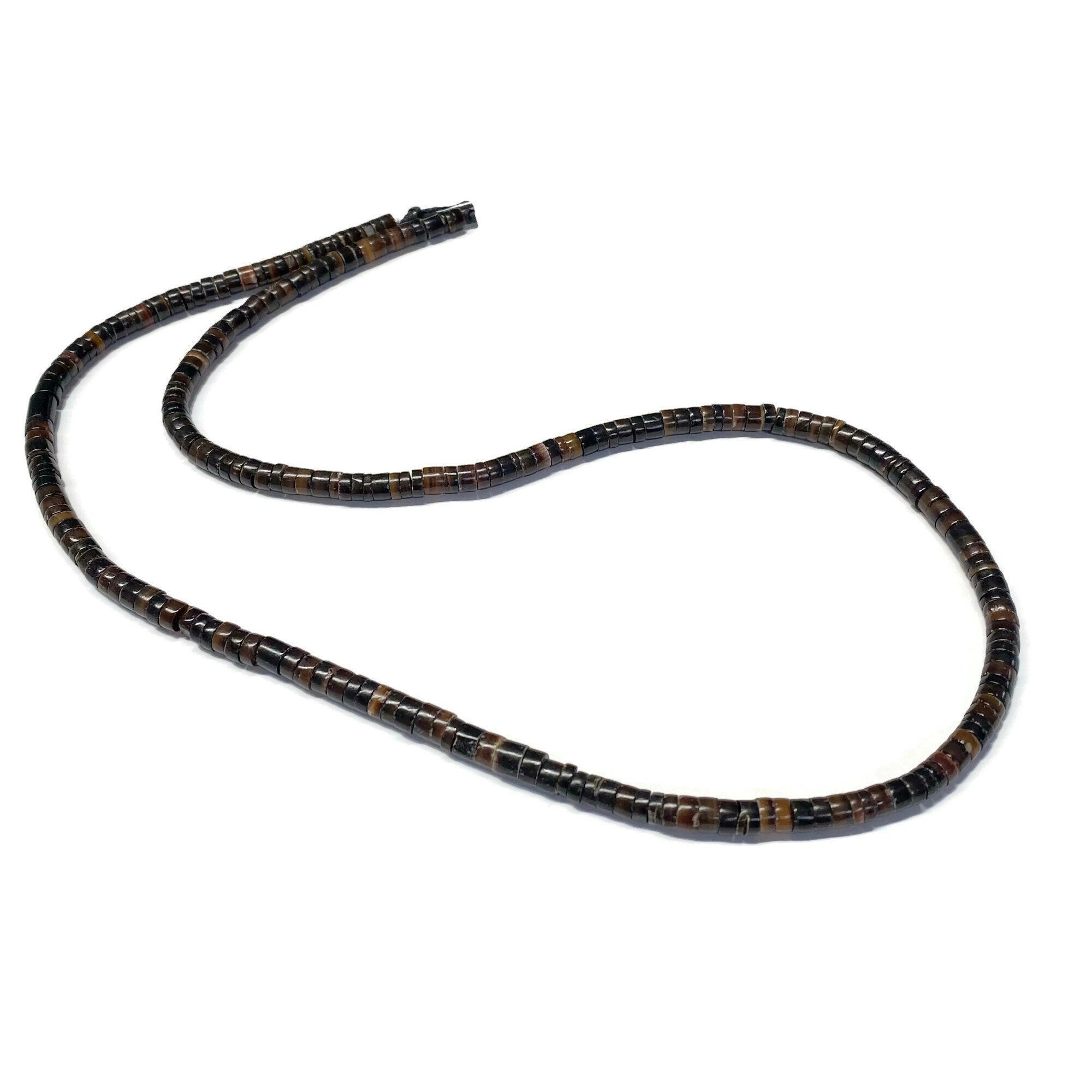 Rustic Brown Turquoise Natural Shell Heishi Necklace