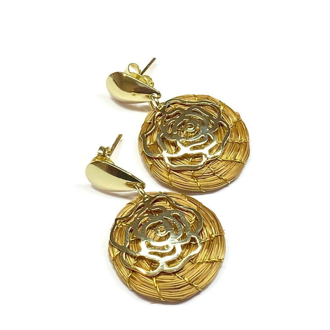 Hoop Earrings w/ gold filled flower charm - Gold Filled Earpost
