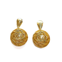 Load image into Gallery viewer, Hoop Earrings w/ gold filled flower charm - Gold Filled Earpost
