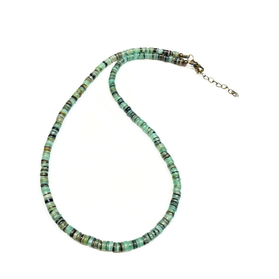 Green Turquoise Natural Shell Heishi Necklace